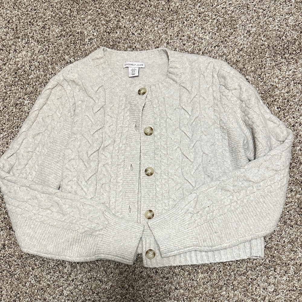 NWOT- Sincerely Jules Women's Cream Cable Knit Cardigan